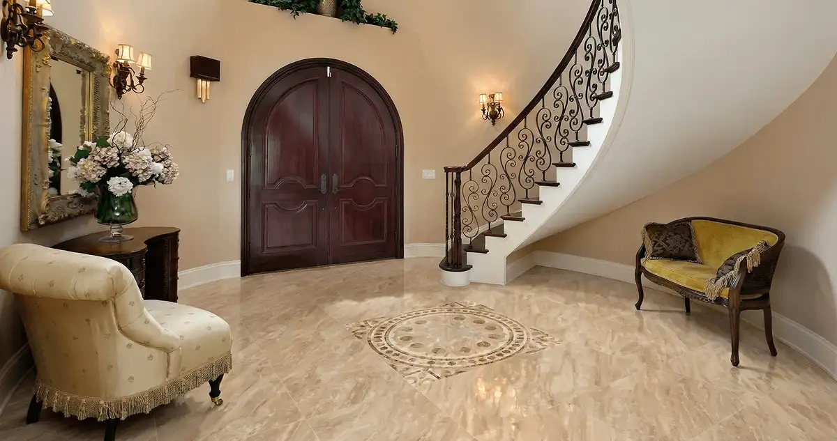 Entrance hall with professionally installed ceramic tile flooring in Anaheim CA