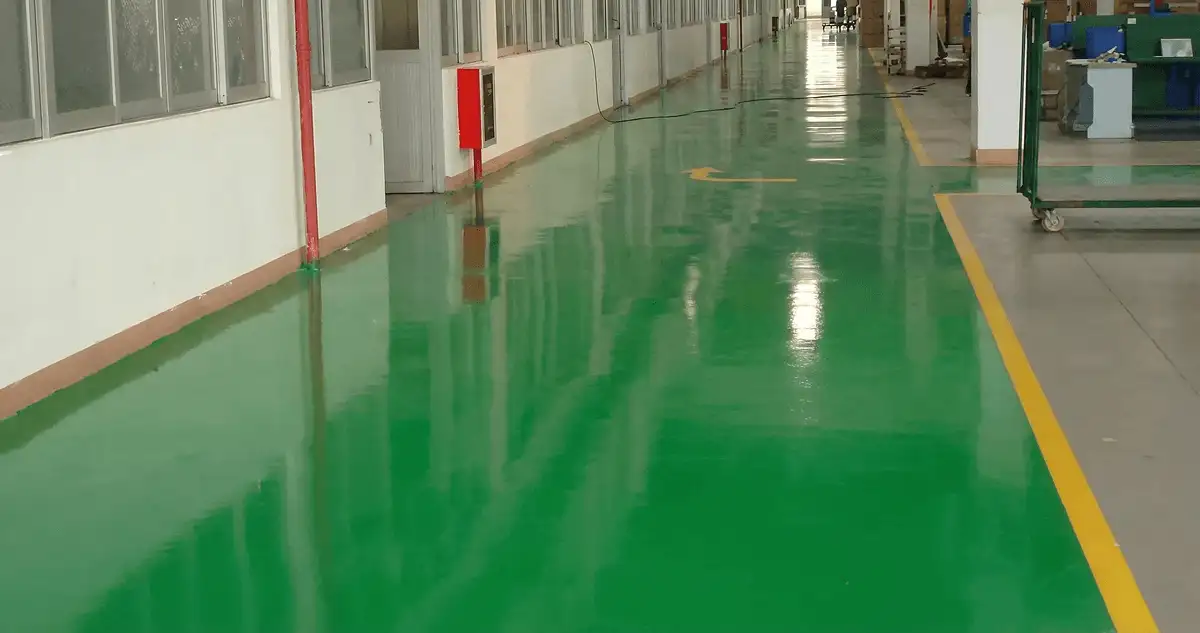 A factory floor professionally covered and marked with epoxy flooring in Anaheim, CA