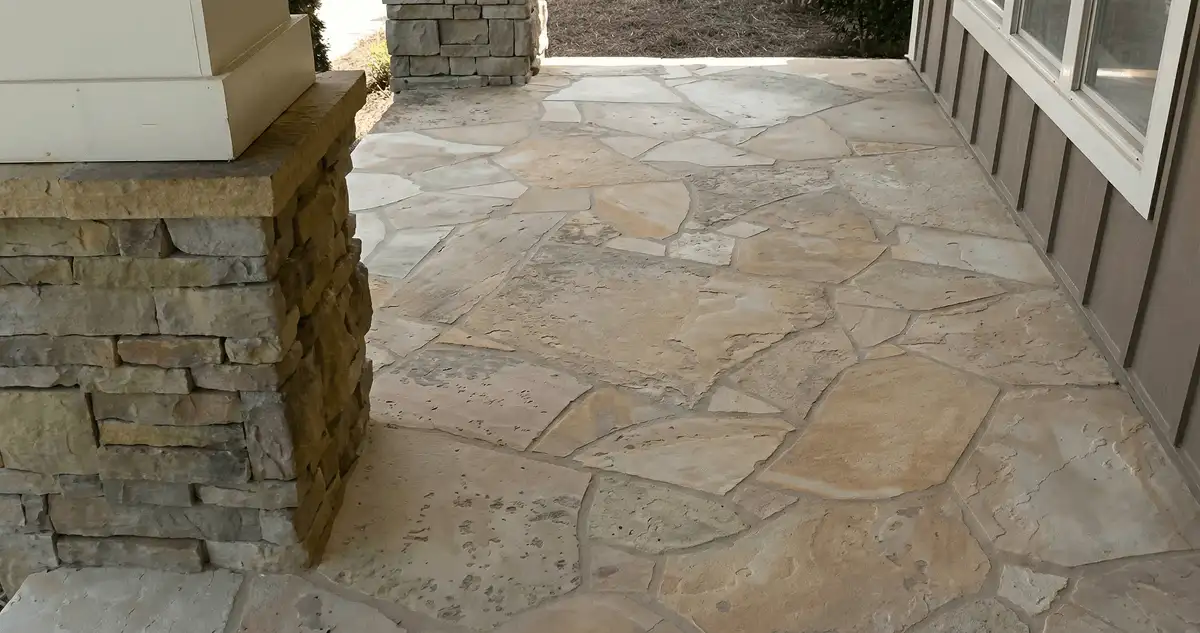 House entrance with professionally installed stone flooring in Anaheim CA