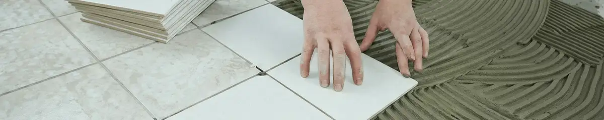 Professional installing white tile floors in Anaheim, CA